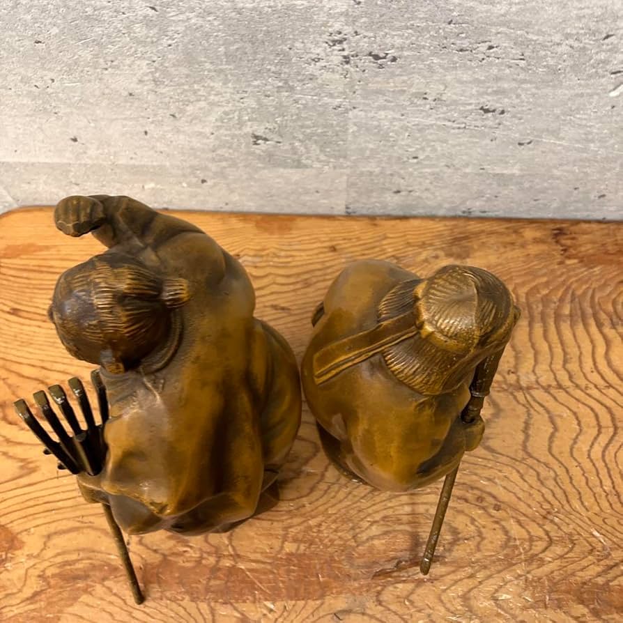 Amazon.co.jp: 昭和レトロ 金属製 高佐人形 翁像 嫗像 置物